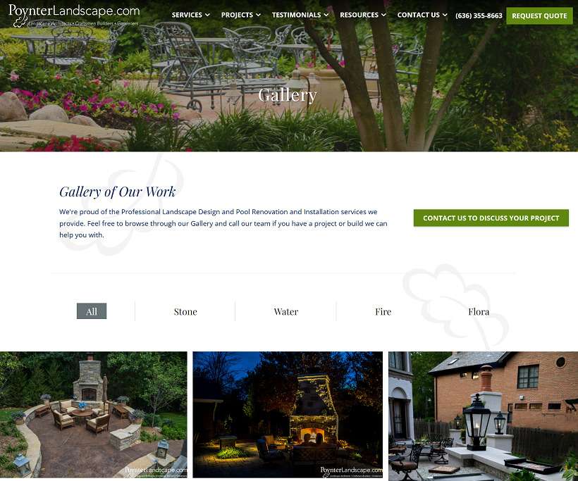 Poynter Landscape's gallery and projects webpage